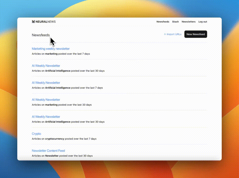 create newsfeed